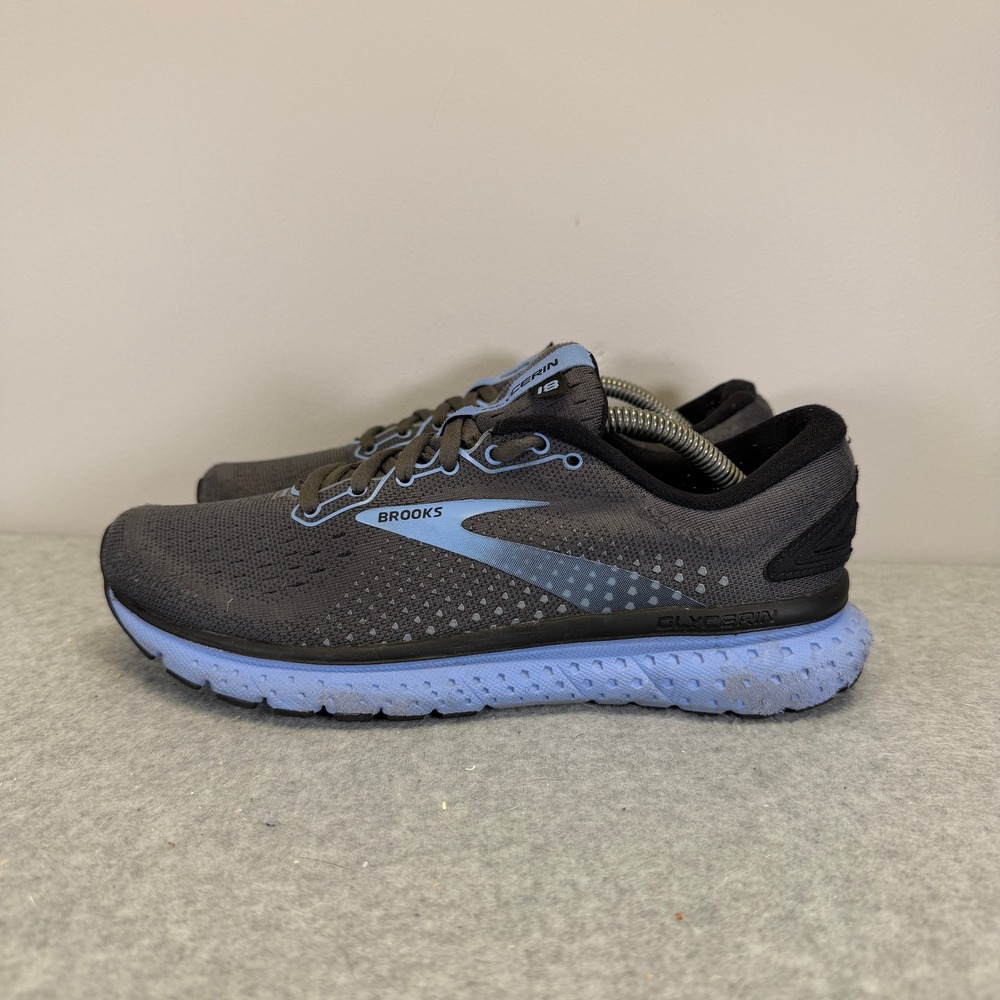 Brooks Glycerin 18 Womens Shoes Size 7 Grey & Blue Running Sneakers 1203171B050